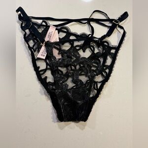 Victoria's Secret Black Lace Strappy High-Cut Panty-NWT